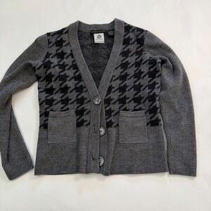 PRESWICK & MOORE Womens Merino Wool Houndstooth Cardigan Sweater Ivy Old Money S